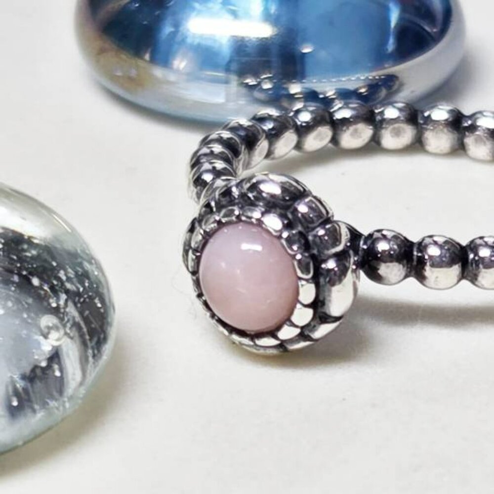 Authentic Pandora October Birth Stone Ring Size 5.5 Sterling Silver Pink Stone